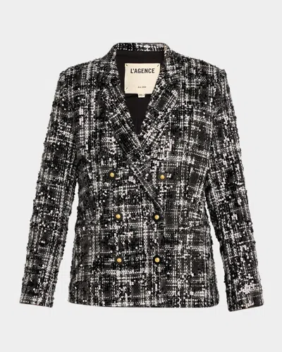 L'agence Colin Sequined Tweed Blazer In Multi