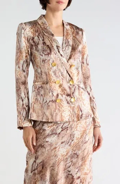 L'agence Colin Silk Blazer In Animal Print