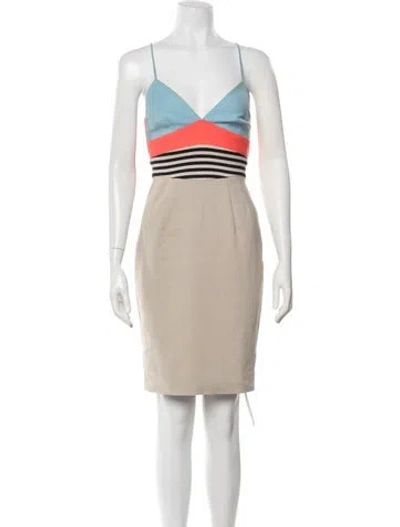 Pre-owned L'agence Colorblock Pattern Knee-length Dress In Neutral