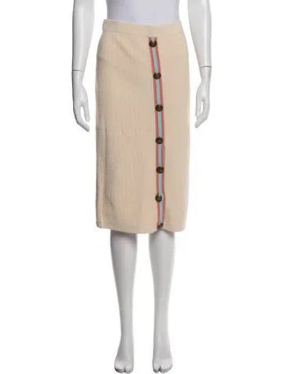 Pre-owned L'agence Colorblock Pattern Midi Length Skirt In Neutral