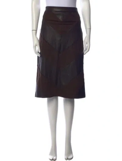 Pre-owned L'agence Colorblock Pattern Midi Length Skirt W/ Tags In Brown