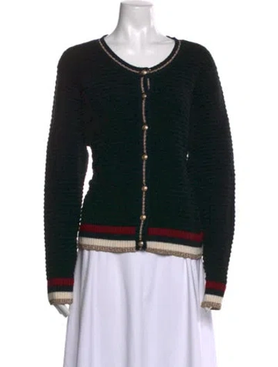 Pre-owned L'agence Colorblock Pattern Open Front Sweater In Black