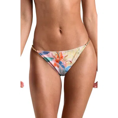 L'agence Colorful Palm Violet Beaded Bikini Bottoms In Multi