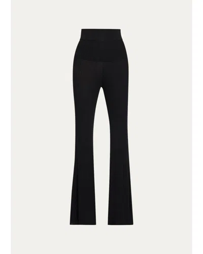 L'agence Conan Rib-knit Flare Pants In Black