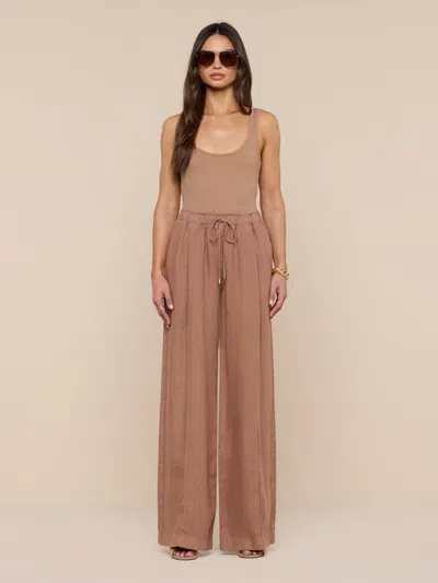 L'agence Connie Linen Drawstring Trouser In Brown