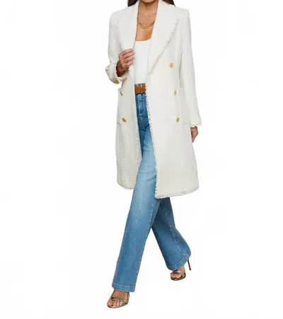 L'agence Cooper Tweed Trench Coat In Vintage White