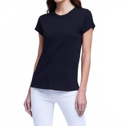 L'agence Cory Short Sleeve Crew Neck Tee In Black In Blue