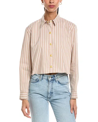 L'agence Cosette Crop Hi Low Shirt In White