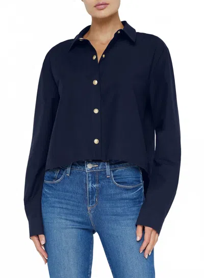 L'agence Cosette Crop Hi-low Top In Midnight In Blue