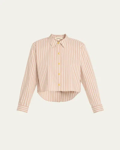 L'agence Cosette Cropped Button-front Shirt In Neutral