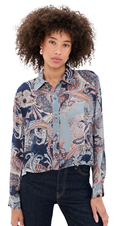 L'agence Cosette High Low Button Down Shirt Mdnt Mt Besarabian Psl
