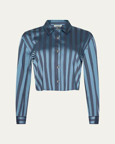 L'agence Cosette Stripe Cropped High-low Shirt In Multi