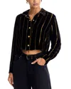 L'agence Cosette Velvet Stripe Cropped High Low Shirt In Multi