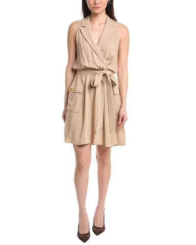 L'agence Cosima Military Linen-blend Mini Dress In Brown