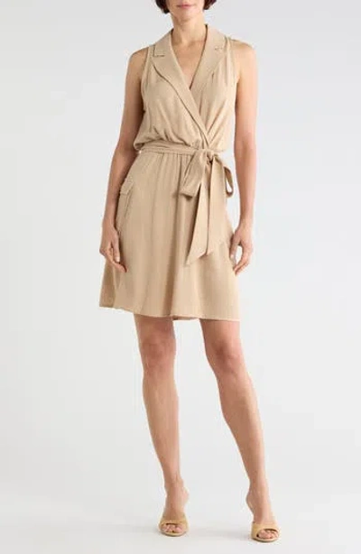 L'agence Cosima Military Linen-blend Mini Dress In Neutral