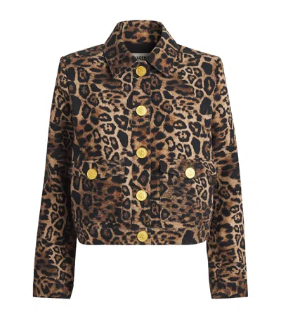 L'agence Nyx Cropped Jacket In Brown Multi Patch Leopard