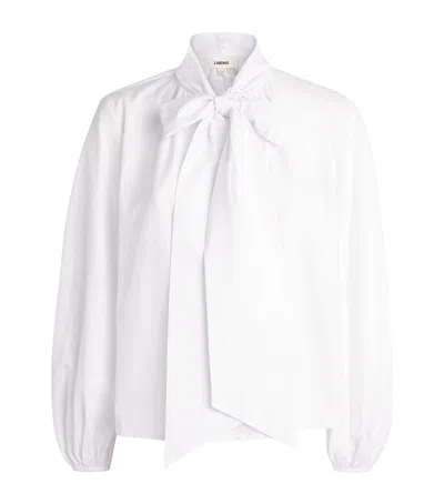 L'agence Cotton-blend Tie-neck Deon Blouse In White