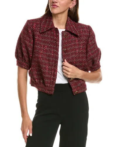 L'agence Cove Crop Short Sleeve Jacket In Bbct-brown/blk Cherry Multi Tw