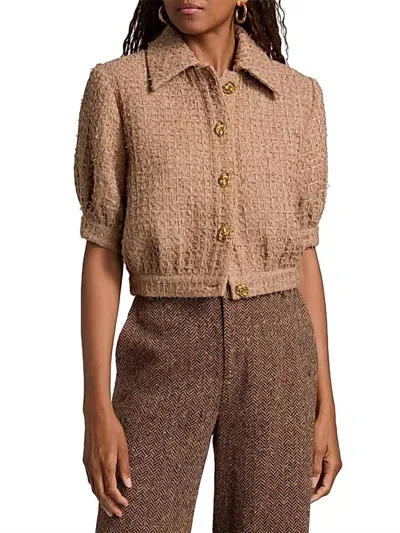 L'agence Cove Cropped Tweed Jacket In Cappuccino In Brown
