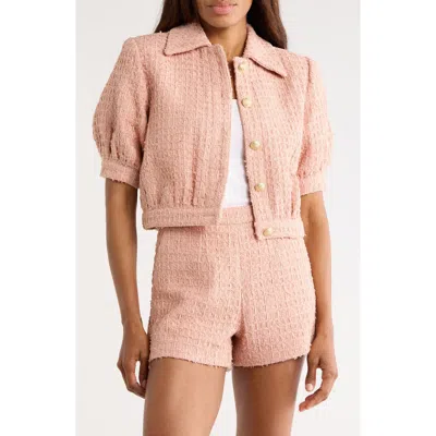 L'agence Cove Tweed Elbow Sleeve Crop Jacket In Pink