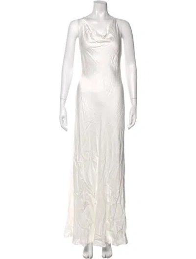 Pre-owned L'agence Cowl Neck Long Dress In White