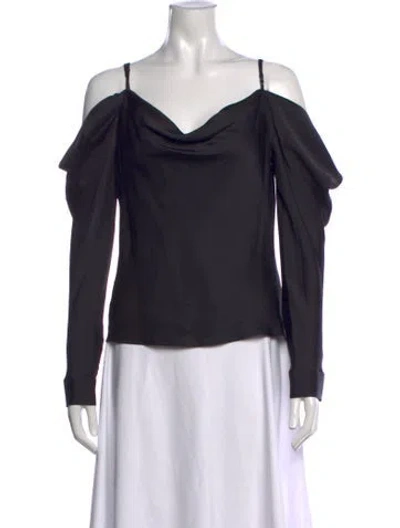 Pre-owned L'agence Cowl Neck Long Sleeve Blouse In Black