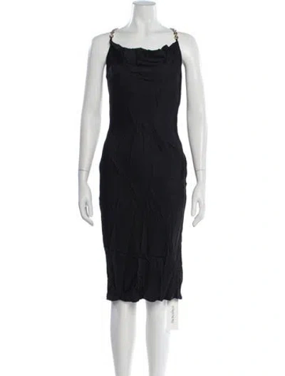 Pre-owned L'agence Cowl Neck Midi Length Dress In Blue