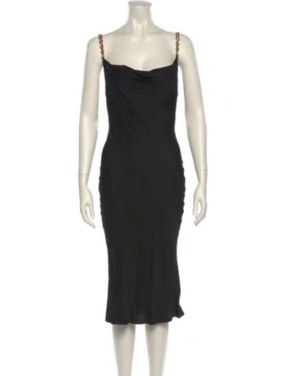 Pre-owned L'agence Cowl Neck Midi Length Dress In Multi