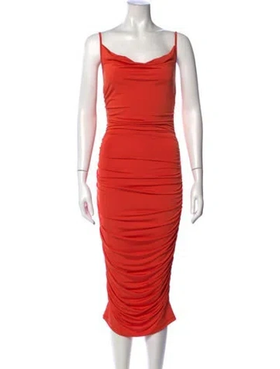 Pre-owned L'agence Cowl Neck Midi Length Dress In Orange