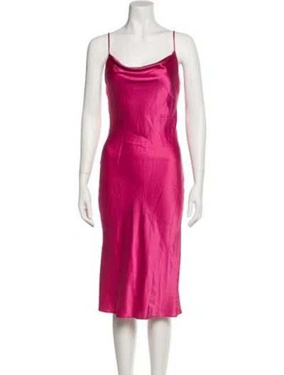 Pre-owned L'agence Cowl Neck Midi Length Dress In Pink