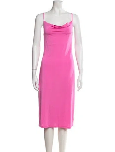 Pre-owned L'agence Cowl Neck Midi Length Dress In Pink