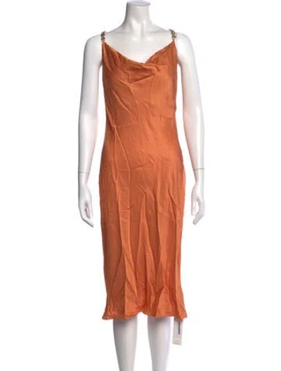 Pre-owned L'agence Cowl Neck Midi Length Dress W/ Tags In Orange