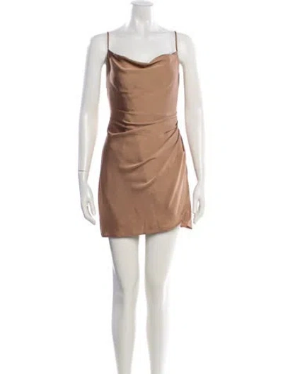 Pre-owned L'agence Cowl Neck Mini Dress In Brown