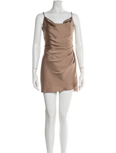 Pre-owned L'agence Cowl Neck Mini Dress In Neutral