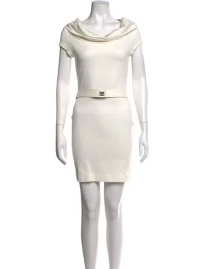 Pre-owned L'agence Cowl Neck Mini Dress In White