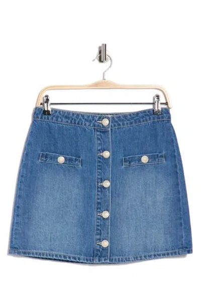 L'agence Crested Button Denim Miniskirt In Blue