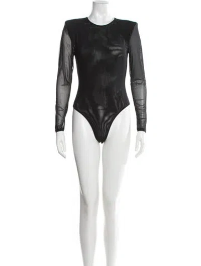 Pre-owned L'agence Crew Neck Long Sleeve Bodysuit In Black