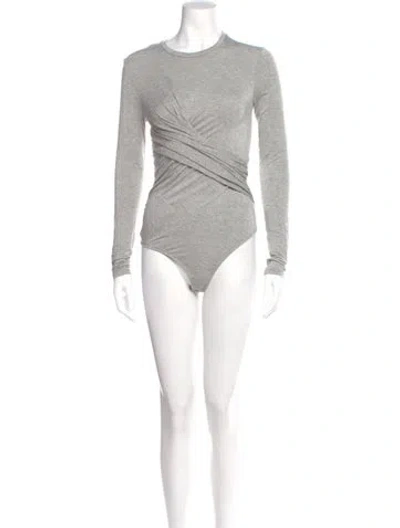 Pre-owned L'agence Crew Neck Long Sleeve Bodysuit In Gray