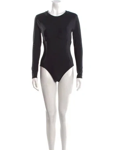 Pre-owned L'agence Crew Neck Long Sleeve Bodysuit W/ Tags In Black