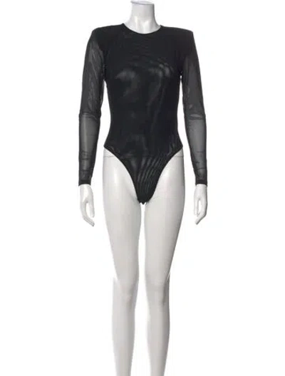Pre-owned L'agence Crew Neck Long Sleeve Bodysuit W/ Tags In Black