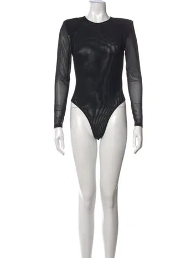 Pre-owned L'agence Crew Neck Long Sleeve Bodysuit W/ Tags In Black