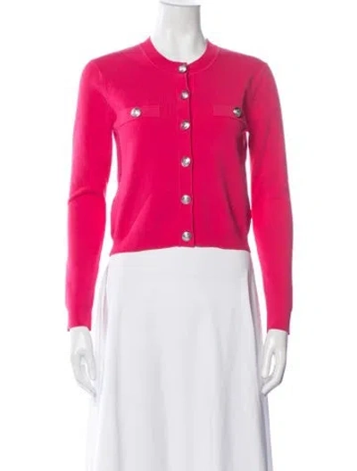 Pre-owned L'agence Crew Neck Long Sleeve Button-up Top In Pink