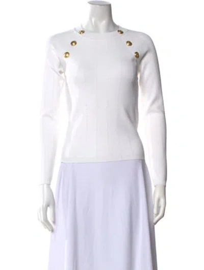 Pre-owned L'agence Crew Neck Long Sleeve Top In White