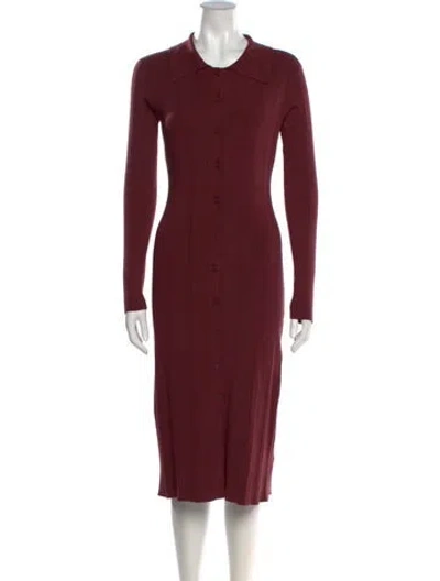 Pre-owned L'agence Crew Neck Midi Length Dress In Burgundy