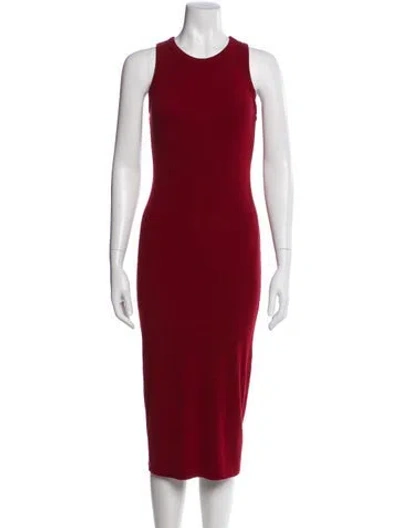 Pre-owned L'agence Crew Neck Midi Length Dress In Red