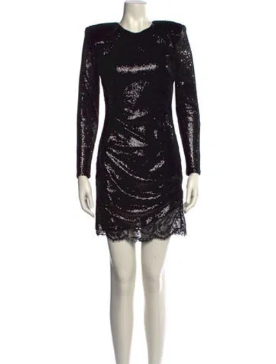 Pre-owned L'agence Crew Neck Mini Dress In Black
