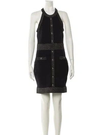 Pre-owned L'agence Crew Neck Mini Dress In Black