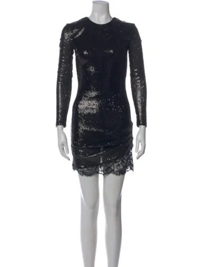 Pre-owned L'agence Crew Neck Mini Dress In Black