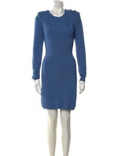 Pre-owned L'agence Crew Neck Mini Dress In Blue
