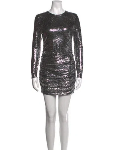 Pre-owned L'agence Crew Neck Mini Dress In Metallic/silver